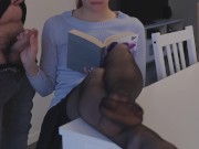 Preview 5 of Dominant handjob with nylons view & cum on clothes