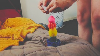 Girl fucked with a dildo 'till her legs shaking