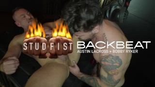 Muscular Macho Enjoys Tattooed Man In The Backyard During Lockdown
