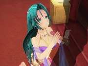 Preview 1 of 3D HENTAI Girl with blue hair touches her pussy and gives blowjob