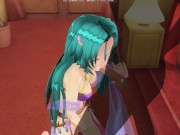 Preview 2 of 3D HENTAI Girl with blue hair touches her pussy and gives blowjob