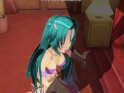 Preview 6 of 3D HENTAI Girl with blue hair touches her pussy and gives blowjob