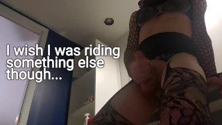 Sissy Boy in Lingerie Rides Dildo until Cumming HARD