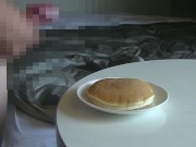 Preview 6 of [Japanese] Handjob masturbation! Bukkake semen on pancakes and eat!