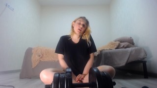 Fucked on a bed! Intense Sex after Workout, Loud Moaning Orgasm