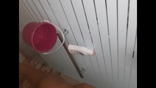 Blonde big ass take a hot shower and enjoys it a lot