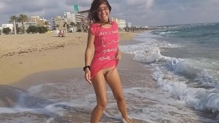 I exchange my panties at the public beach a salesman offers me a sex plan for after