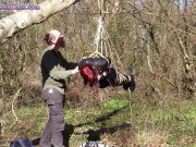 Preview 5 of Shibari suspended girl; bound in a public forest!