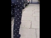 Preview 2 of Thick Booty Latina Teasing Sexy Walk on Public Street in Tight Pants - Visible PANTY Line CANDID