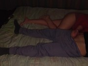 Preview 3 of Hot hottie jerking off a big dick on a cold night - LuxuryOrgasm