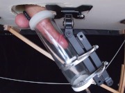 Preview 3 of Milking Table Machine Pumps My Cock Dry