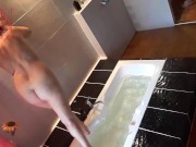 Preview 3 of Peep. Voyeur. Housewife washes in the shower with soap, shaves her pussy in the bath. 1 1