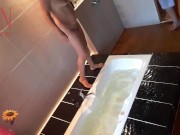 Preview 5 of Peep. Voyeur. Housewife washes in the shower with soap, shaves her pussy in the bath. 1 1