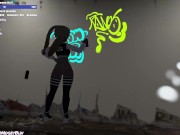 Preview 2 of Trans Bunny Vtuber Does A Graffiti & Then Plays With Her Largest Dildo On Stream In VR