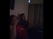 Preview 2 of White milf smoking and watching TV