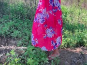 Preview 6 of Doggystyle creampie with blowjob in nature from a girl in a dress