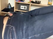 Preview 1 of While my friend showered I took a risky wank in the bedroom. Mr NSX masturbates his big cock to cum