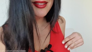 Lady in red is waiting for you to fuck her soaking wet pussy gently (ASMR GERMAN)