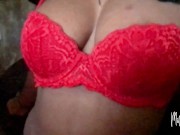 Preview 1 of Ebony Beauty Posing In Red Lingerie