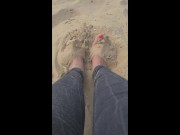 Preview 1 of The beach is my favourite place to relax, my feet pics and small clips made into a video file
