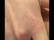 Preview 3 of Masturbating pussy with two fingers, whipping up a thick white natural lubricant in myself