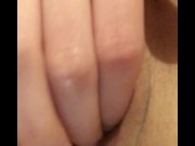 Preview 4 of Masturbating pussy with two fingers, whipping up a thick white natural lubricant in myself