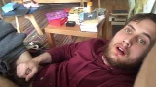 Guy cums from his tiny clit