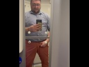Preview 4 of BigBullB0ss wank on a train gigantic cum load on toilet mirror