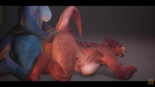 Wild Life Dragon Lesbian Love Red & Blue Scalie