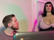 Preview 1 of Bitchy BBW Boss Marilyn Mayson Has Her Way with Her Dumb Jock Employee's Big Cock - Steve Rickz