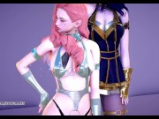 Preview 1 of [MMD] PRODUCE48 - RUMOR Striptease Korean Dance Seraphine Gwen Caitlyn League of Legends
