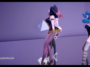 Preview 4 of [MMD] PRODUCE48 - RUMOR Striptease Korean Dance Seraphine Gwen Caitlyn League of Legends