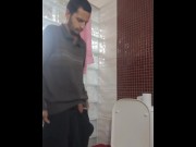 Preview 2 of Guy hands free pee to toilet