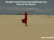 Preview 4 of Hotkinkyjo in beautiful red dress self fisting her ass at the desert & anal prolapse