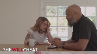 She Will Cheat - Vanessa Vega Sits On Her Husband's Lap While Kenna James Is Eating Her Pussy
