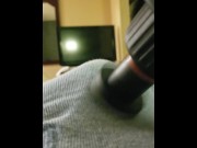Preview 2 of Massager takes me from soft to hard - cum fountain thru boxers
