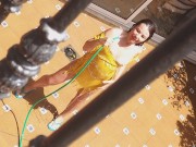 Preview 3 of PISS from balcony on my Sexy Neighbor during her shower # Voyeur at neighbor exhibitionism