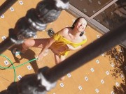 Preview 4 of PISS from balcony on my Sexy Neighbor during her shower # Voyeur at neighbor exhibitionism