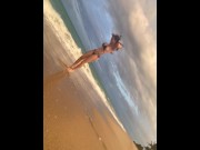 Preview 6 of WET n WILD Step SiS pissing on beach then pussy & ass covered in piss before she sucks it clean!!! P