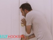 Preview 2 of Family Hook Ups - Naughty Babe Natalie Knight's Stepbrother Watch Her Masturbates In The Shower