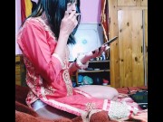 Preview 2 of Waiting For Tips During Web Cam Show Smoking Cigarette