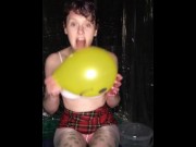 Preview 2 of Naughty Jennifer puts Tuna on a balloon & sits on it