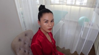 Oil Handjob w Busty Asian Milf