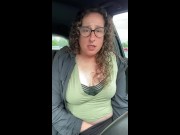 Preview 2 of Beautiful Curvy Milf Orgasms from Lovense Lush Control Public Drive Thru and Mall FULL VIDEO 40 mins