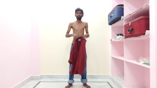 Rajesh showing ass, butt, spanking, moaning, masturbating cock and cumming in the glass