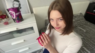 The huge Monster Dick filled petite girl's pussy to the brim and made her squirt all over the camera