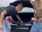Preview 1 of Pov Car sex: Ragazza italiana compra un'auto usata e si scopa il venditore. Dialoghi in italiano
