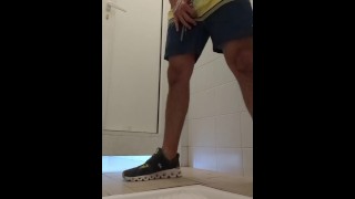 beach guy took a long piss at a public toilet