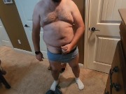 Preview 3 of Dad bod strip and big cum shot