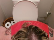 Preview 1 of MILF bitch sitting on toilet gets a face full of Master's piss. Big surprise